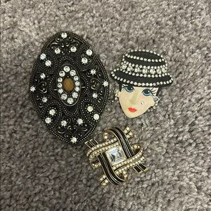 Vintage Black and Gold Brooch Collection